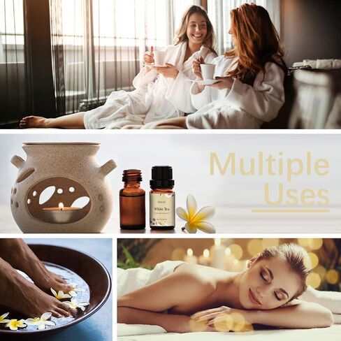 White Tea Essential Oil, ESSLUX Aromatherapy Essential Oils for Diffuser, Massage, Soap, Candle Making, Home Fragrance, 30 ml in Kuwait