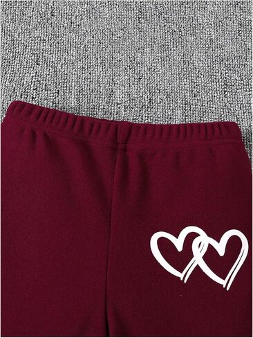 Girl's 2 Piece Outfits Heart Graphic Long Sleeve Crewneck Sweatshirt and Long Pants Set Fall Outfits in Saudi Arabia
