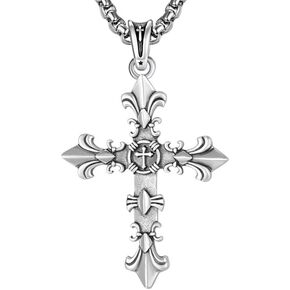 Cross Necklace for Men 925 Sterling Silver Gothic Cross Pendant Necklacees Religious Jewelry Gifts for Women