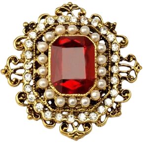 Vintage Crystal Pearl Brooch Pin for Women,Rhinestone Baroque Rectangle Shell Brooch Boho Victorian Style Brooches Lapel Pins Wedding Christmas Festival Ornament Jewelry in Kuwait