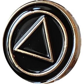 AA Lapel Pin Black Color Gold Plated No Number Plain Front