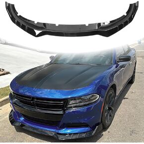 Front Lip Compatible with 2015-2023 Dodge Charger Speed Style Front Bumper Lip Spoiler ABS Air Chin Body Kit Splitter 3 PCS (Carbon Fiber)