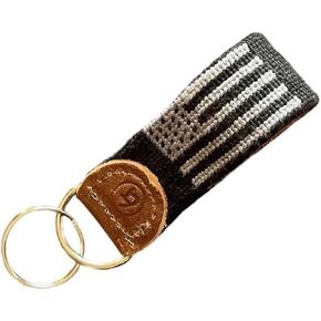 Good Threads Needlepoint Leather Keychain and Key Fob Hand Stitched Charm for Women Key Rings and Backpack Accessory for Kids