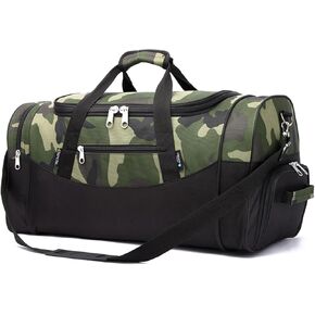 حقيبة Camoflage Sport Ultimate Gym للياقة البدنية مقاس 23 بوصة خفيفة الوزن للسفر في عطلة نهاية الأسبوع مع حجرة للأحذية (أحمر)