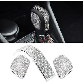 CARFIB for VW Volkswagen Arteon Atlas Beetle CC Golf GTI Jetta Passat Bling Accessories Gear Shift Decals Stickers Covers Caps Car Interior Men Women Zinc Alloy Crystal Silver 3 Pack