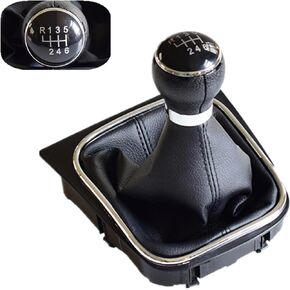 5 Speed Manual Car Gear Shift Knob with Leather Gear Shifter Boot for VW Volks-wagen Golf 6 VI MK6 Jetta 5 Golf 5 V MK5 (5 Speed)
