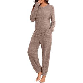PrinStory Womens Pajama Sets Long Sleeve Pajamas Soft Pjs Sets for Women 2 Piece Lounge Sets Loungewear with Pockets