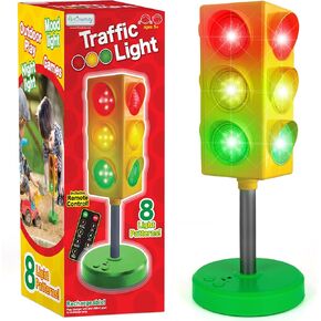 ArtCreativity Traffic Light Lamp - Traffic Light for Kids with Wireless Remote - 8 Different Light Patterns - Classroom Traffic Light Novelty Lamp - Car Room Decor for Boys and Girls Ages 3 and Up