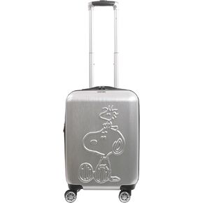 Ful Peanuts 22 Inch Carry On Rolling Luggage, Snoopy and Woodstock Hardshell Suitcase with Wheels, Silver