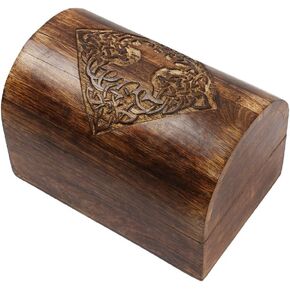 Store Indya Wooden Jewelry Box Novelty Item, Unique Artisan Traditional Hand Carved Jewelry Box, Memory Box, Wooden Storage Box Stash box for Keepsakes from India (Brown)