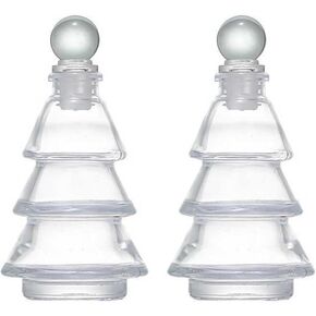 2 Pcs 80ML Empty Glass Diffuser Bottles Christmas Tree Fragrance Diffuser Jars Essential Oil Diffuser Bottles Refillable Aromatherapy Containers with Lid for DIY Replacement Reed Diffuser Gift Sets