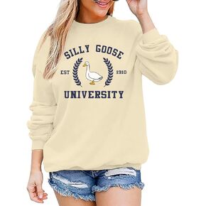 Funny Goose Graphic Sweatshirt For Women Cute Printed Crewneck Sweater Pullover With Sayings Long Sleeve T Shirts in Kuwait