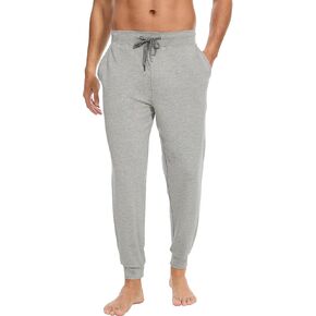 Bamboo Viscose Men's Pajama Bottoms Soft Solid Jogger Sleep Pants with Pockets and Drawstring