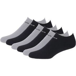 adidas Women's Superlite No Show Socks (Pack of 6) (5-10, Solid Black/Grey)