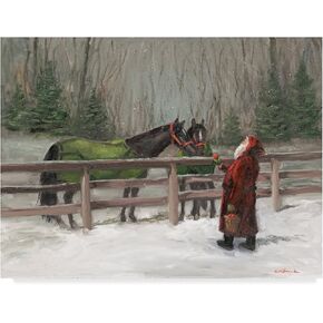 Santa With Horses by Mary Miller Veazie, 24x32-Inch