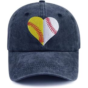 Baseball Softball Hat for Women, Funny Adjustable Cotton Sport Heart Baseball Cap