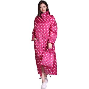 Freesmily Women's Stylish Long Raincoat with Hood and Multi Color Pattern