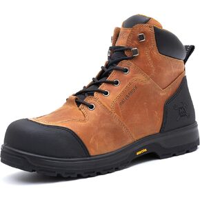 6" Work Boots For Men Waterproof Leather ASTM F2413-18 Composite Safety Toe EH Rated Arch Support Anti Fatigue