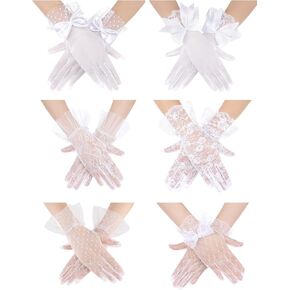 Maitys 6 Pairs Lace Gloves Women Tea Party Gloves Elegant Short Gloves Vintage Lace Gloves for Women Halloween Wedding Party