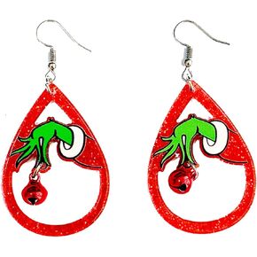 Christmas Jewelry earrings for women, Girls, Teens and More,Christmas Jingle Bell Jewelry Drop Earrings, Glitter Teardrop Dangle Earrings Holiday Christmas Gift