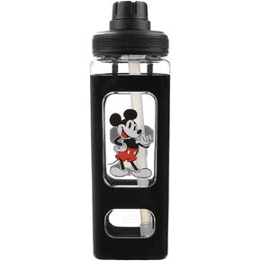 Disney Minnie Mouse Looking And Laughing 24 Oz Pink Square Plastic Water Bottle