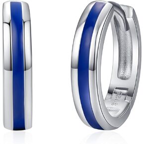 Blue Huggie Earrings for Men Women 925 Sterling Silver Huggie Hoop Earrings Hypoallergenic Simple Mens Earrings Hoop Classic Small Earrings Jewelry Gifts for Birthday Christmas