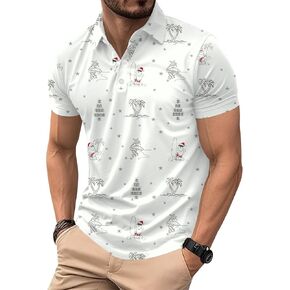 Arvilhill Men's Christmas Short Sleeve Polo Shirts Funny Hawaiian Golf Shirts (S-3XL)
