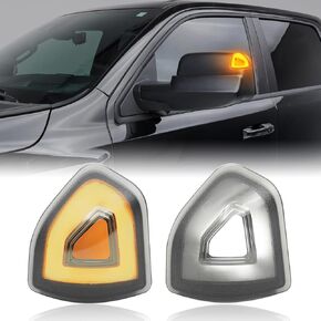 Side Tow Mirror Turn Signal Lights LED Compatible with Ram 1500 2021-2023/for Ram 1500 Classic 2022 2023/for Ram 2500 3500 19-22 Amber Blink Turn Marker White LED Position Lights (Smoked Len)