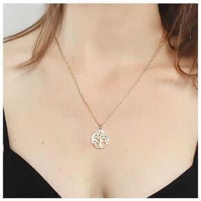 Vintage Tree of Life Necklace Family Tree Choker Necklace Circle Pendant Necklace Silver Tree Choker Necklace Jewelry for Women (Silver)