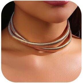 Chunky Gold Choker Necklace for Women Trendy Layered Gold Chain Necklace Silver Statement Necklace Jewelry
