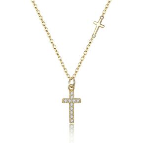 EVER FAITH Dainty 925 Sterling Silver Cross Necklace, Religious Church Faith Cross Hope Believe Choker Necklace Birthday/Mothers Day/Valentines Day/Christmas Jewelry Gift for Women