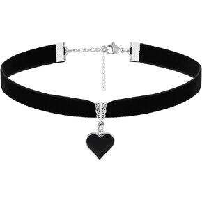 Sacina Black Heart Choker Necklace, Velvet Choker, Black Choker, Gothic Choker, Goth Choker, Vintage Necklace, Valentine Gift, Christmas Jewelry Gift