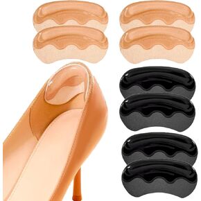 4 Pairs Anti-Slip Heel Grips for Shoes Too Big,Heel Pads for Shoes Men Women,Gel Heel Liners & Pads Heel Inserts Prevent Heel Slip and Blister (Beige+Black)