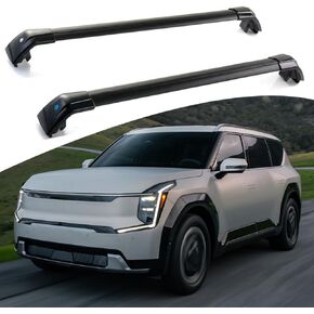 FTAPACCE Cross Bars Fits for 2024 2025 KIA EV9 Wind AWD Land AWD (Exclude GT-Line) Crossbar Luggage Carrier Roof Rack Rail Carrier Lockable 2PC(All Black)