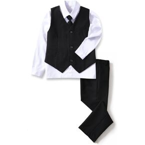YuanLu Boys Suit Dress Clothes Ring Bearer Outfit Homecoming Dresses Boy Vest and Pants Set for Kids Wedding Tuxedo Suits