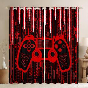 ستائر نافذة Feelyou Kids Boys Red Gamer خفيفة ستائر تعتيم الألعاب ثلاثية الأبعاد 30%-50% ستائر تعتيم لمعالجات نافذة لوحة الألعاب الحديثة (لوحتان، 38 × 45 بوصة)