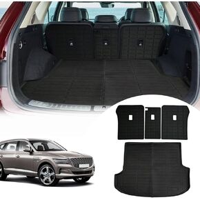 Cargo Liners Backrest Mat for Genesis GV80 Accessories 2021-2025 with Hook&Loop Rear Trunk Mat Rear Seat Back Cover Protector All Weather Anti-Slip Split Dog Liner 4 PCS