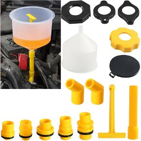 15PCS No Spill Car Coolant Funnel Kit, Spill Free Vehicle Radiator Coolant Filling Funnel, Spill Proof Auto Radiator Funnel Bleeder Accessories with Adapters, Universal for Most Cars