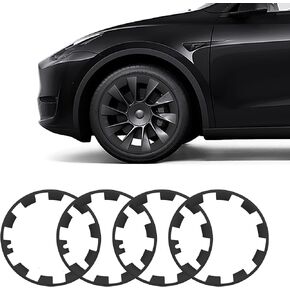 for Tesla Model Y 20 Inches Wheel Rim Protector, 20 Inch Wheel Rim Hubcaps Cover for Tesla Model Y 2017-2024, ABS Tire Trim Rings Rim Guard Hubcap Cover Matte Black 4PCS