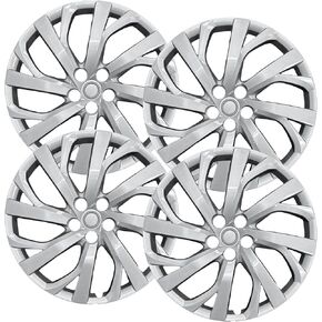Premium Quality 16 inch Silver Hubcaps fits 2017 2018 & 2019 Toyota Corolla, Heavy Duty Solid Clip Construction (Set of 4) (61181AMS-4)