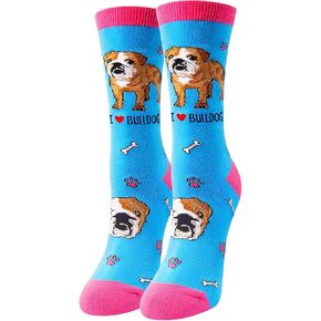 HAPPYPOP Funny English Bulldog Gifts for Women Pitbull gifts, Novelty English Bulldog Socks Crazy Silly Fun Socks