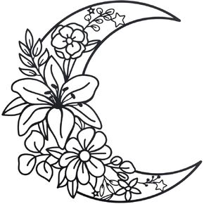 OYEFLY Moon Metal Floral Art Decor,Boho Floral Moon Home Wall Decoration (style 2) in Kuwait