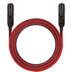 MOTOPOWER MP69000A 10FT 16AWG Heavy Duty Male to Male Cigarette Lighter Plug Cable Battery Charger Cord with LED Lights and Fuse Protection On Both Plugs Fire Resistant Plugs