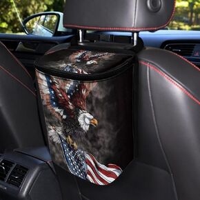 Butterfly Moon Print Car Trash Bag with Zipper Leakproof Car Trash Can Bin Auto Garbage Bag Collapsible Automotive Organizer Hanging Car Garbage Can