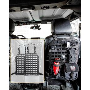OneTigris Car Seat Back Organizer, 2PCS Tactical Rigid MOLLE Panel Universal Car Seat Panel Storage Organizer for Vehicles Trucks Cars Mount Rack for Modular Storage & Display