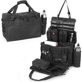 Patrol Bag for Law Enforcement Professionals – Front Seat Car Organizer with Laptop Sleeve, MOLLE system and Cup Holders- Water Resistant Police Gear Bag, Fits Vehicle Passenger Seat