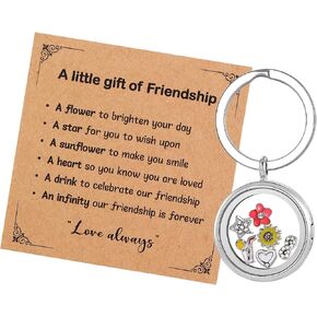Friend Gifts for Women, A Little Gift of Friendship Locket Keychain for Friends Besties BFF Birthday Christmas Gifts