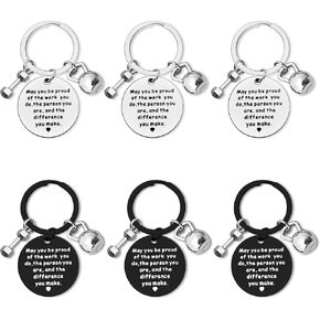 6Pcs Fitness Keychain Thank You Gift for Fitness Instructor Boxing Coach Leader Teacher Appreciation Jewelry for Workout Coach Fitness Trainer Personal Trainer Bodybuilder Gym Coworker Retirement Gift