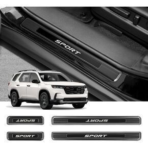 4PCS Door Sill Protector for Honda Pilot 2003-2025 Accessories Stainless Steel Automotive Front and Rear Door Entry Guard Protector Trim (Black Brushed)