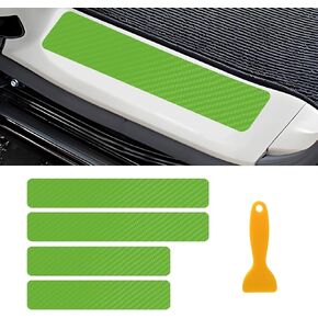 4PCS Car Door Sill Protector, 3D Carbon Fiber Auto Door Entry Edge Guard Sill Protection Trim, Anti-Scratch Vehicle Threshold Cover Strips, Sill Protection Sticker Decor (Green)